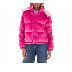 Moncler Pink Velvet Puffer Jacket
